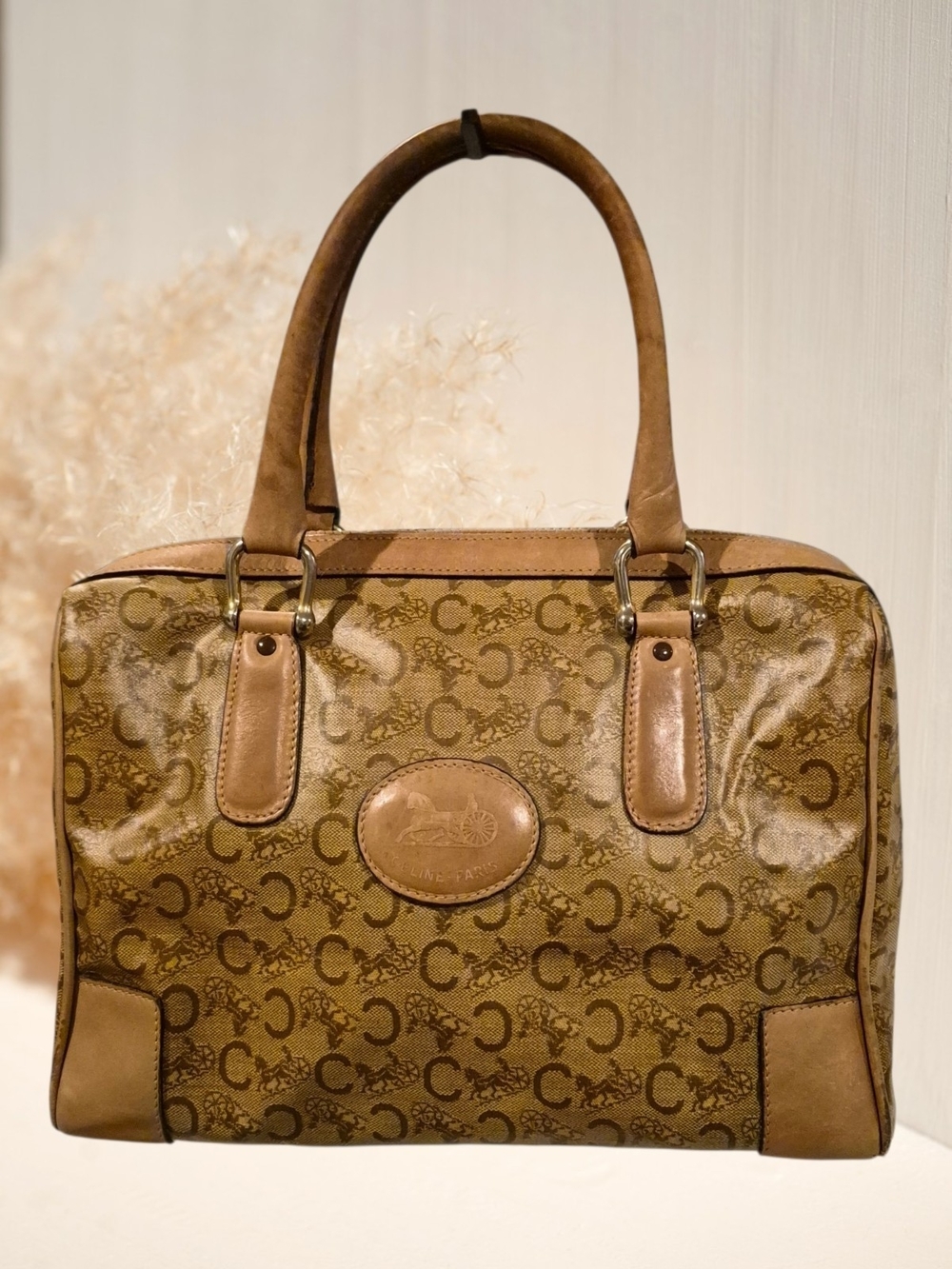 Vintage Celine C Macadam Boston Bag